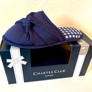 NIB Women Sz9-10  Charter Club Medieval Blue Slip On Slippers